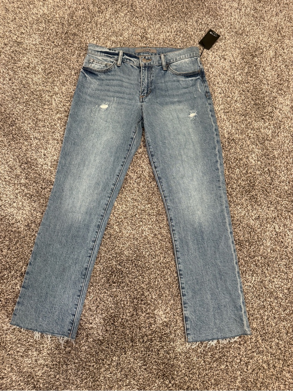 Joe’s Jeans Size 26 Light Wash Distressed Raw Hem Straight Crop Jeans NWT